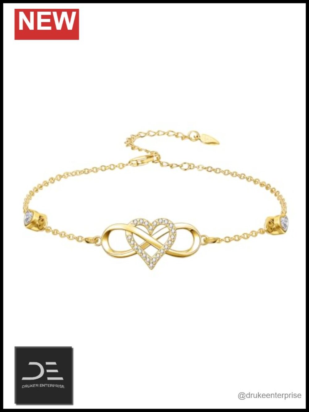 18K Gold Infinity Heart Anklet for Women, Sentimental Jewelry Gift